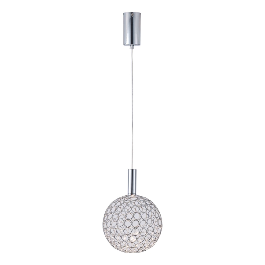 Світлодіодна підвісна люстра LED/6,3W/230V 3000K глянцевий хром діаметр 25 см