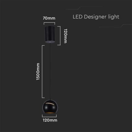 Світлодіодна підвісна люстра LED/8,5W/230V 3000K чорний