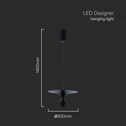 Світлодіодна підвісна люстра LED/9W/230V 3000K чорний