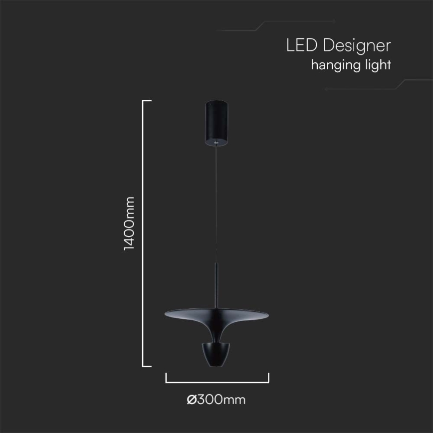 Світлодіодна підвісна люстра LED/9W/230V 3000K чорний