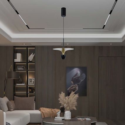 Світлодіодна підвісна люстра LED/9W/230V 4000K чорний/золотий