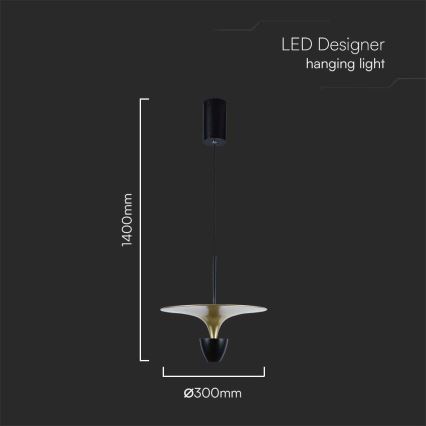 Світлодіодна підвісна люстра LED/9W/230V 4000K чорний/золотий