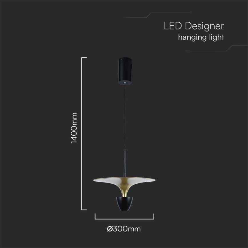 Світлодіодна підвісна люстра LED/9W/230V 4000K чорний/золотий