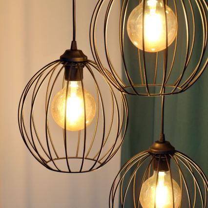 Світлодіодна підвісна люстра MERCURE 3xE27/15W/230V ø 50 см чорний