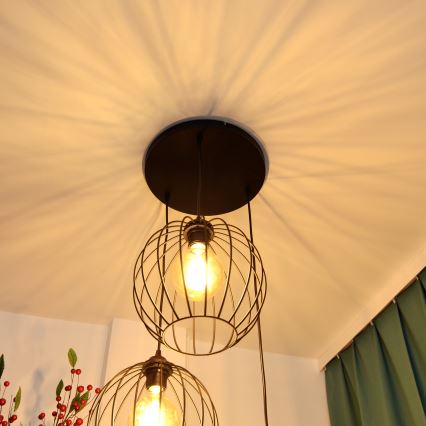 Світлодіодна підвісна люстра MERCURE 3xE27/15W/230V ø 50 см чорний