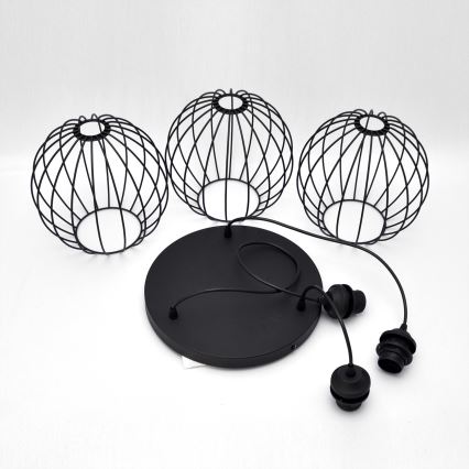 Світлодіодна підвісна люстра MERCURE 3xE27/15W/230V ø 50 см чорний