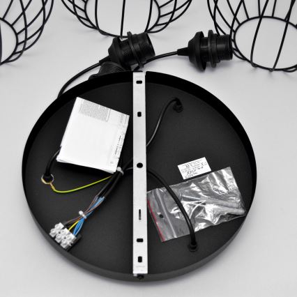 Світлодіодна підвісна люстра MERCURE 3xE27/15W/230V ø 50 см чорний