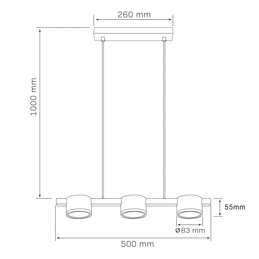 Світлодіодна підвісна люстра MIRELLA 3xGX53/6W/230V чорний