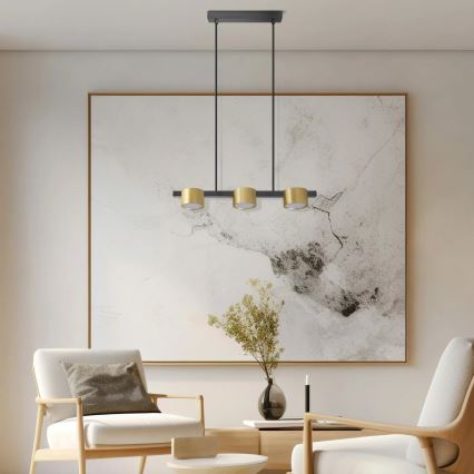 Світлодіодна підвісна люстра MIRELLA 3xGX53/6W/230V золотий/чорний