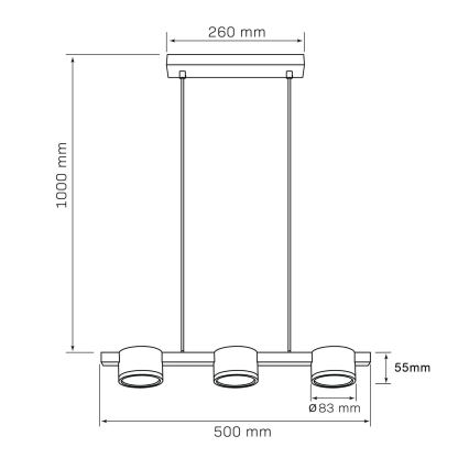 Світлодіодна підвісна люстра MIRELLA 3xGX53/6W/230V золотий/чорний
