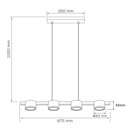 Світлодіодна підвісна люстра MIRELLA 4xGX53/6W/230V золотий/чорний