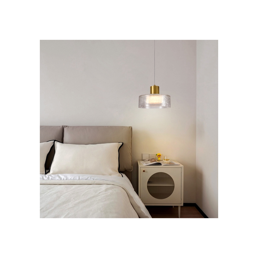 Світлодіодна підвісна люстра NIMBUS LED/8W/230V 3000K золотий/прозорий діаметр 20 см