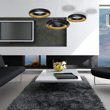Світлодіодна підвісна люстра RONDO 3xLED/12W/230V чорний