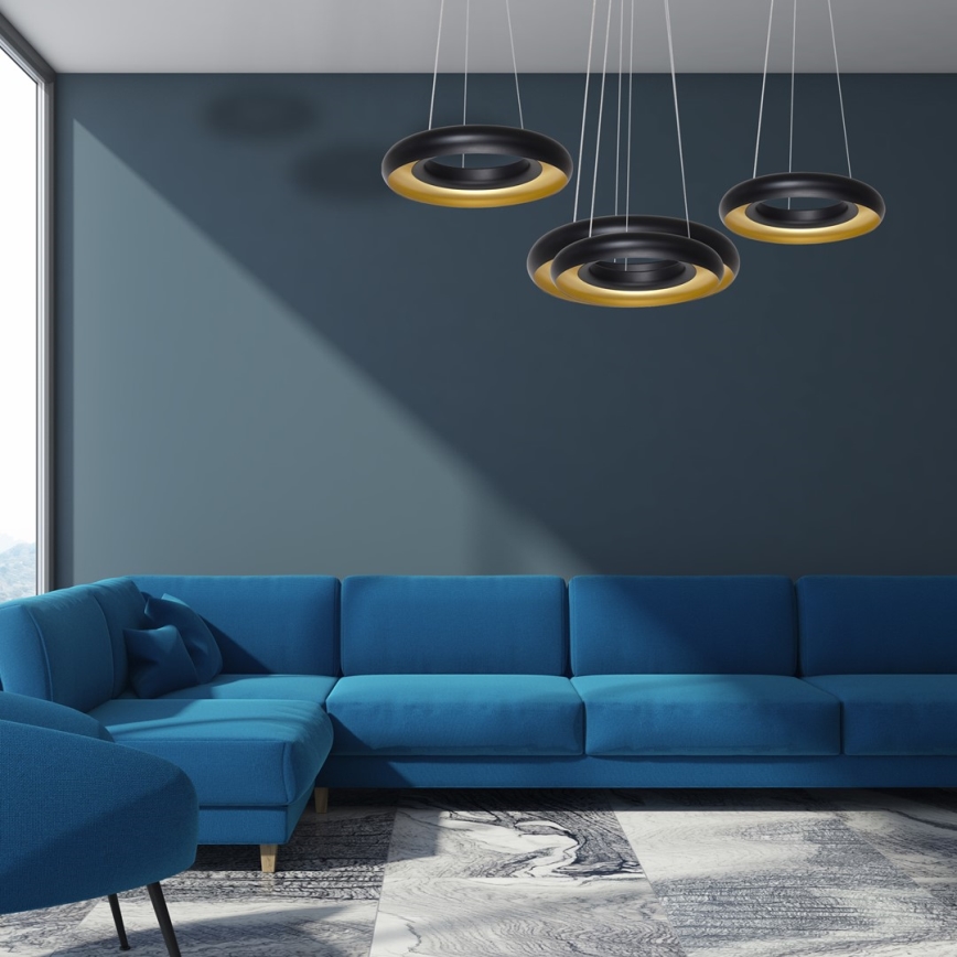 Світлодіодна підвісна люстра RONDO 3xLED/12W/230V чорний