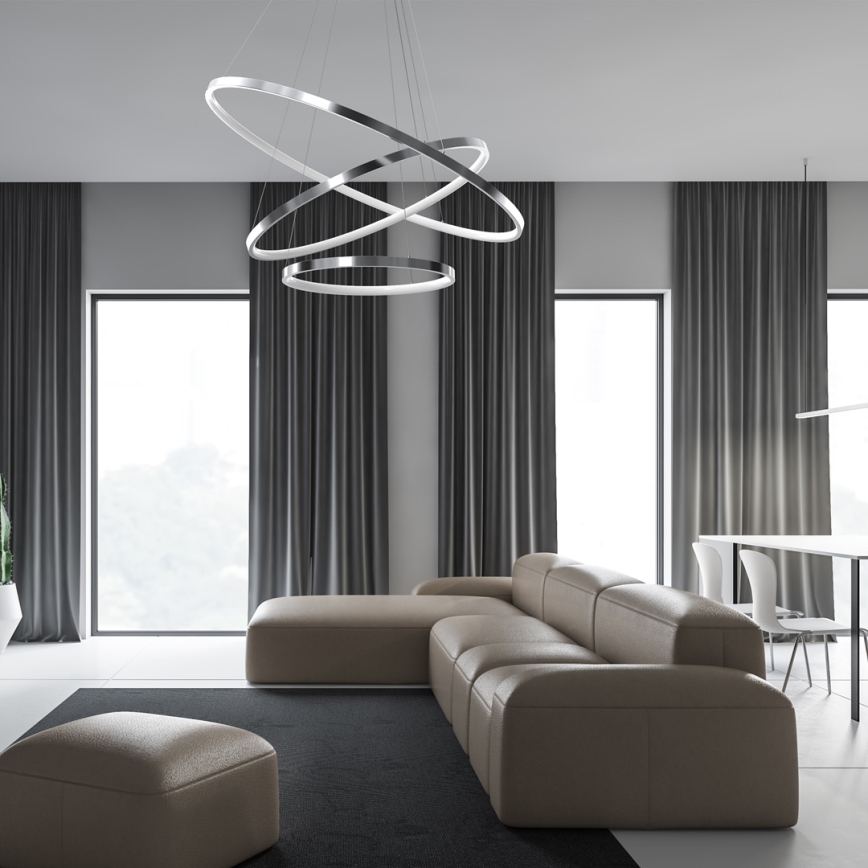 Світлодіодна підвісна люстра ROTONDA LED/93W/230V глянцевий хром
