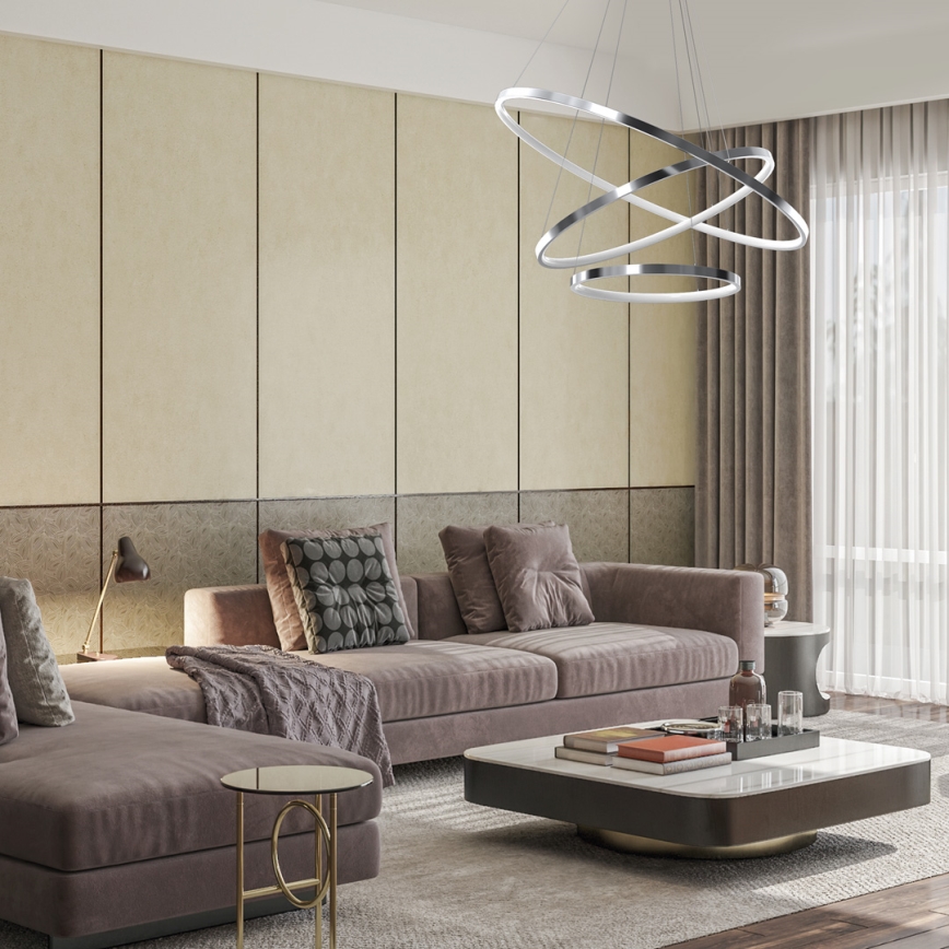 Світлодіодна підвісна люстра ROTONDA LED/93W/230V глянцевий хром