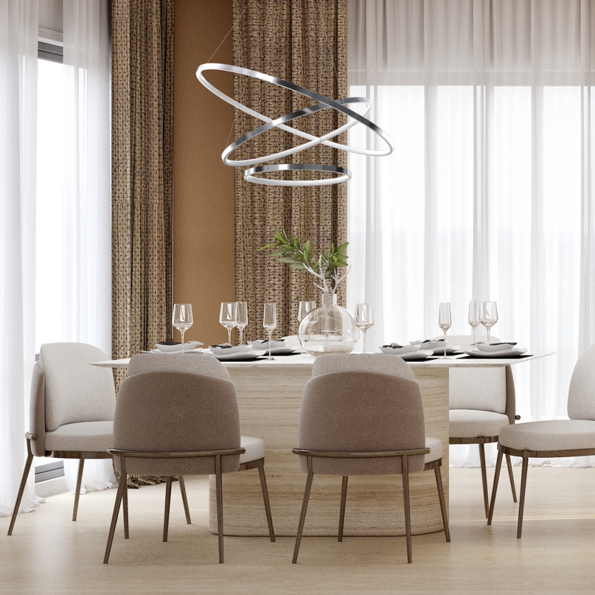 Світлодіодна підвісна люстра ROTONDA LED/93W/230V глянцевий хром