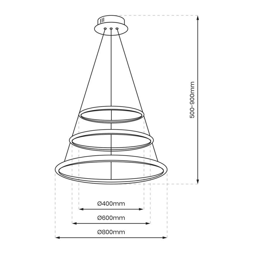 Світлодіодна підвісна люстра ROTONDA LED/93W/230V глянцевий хром