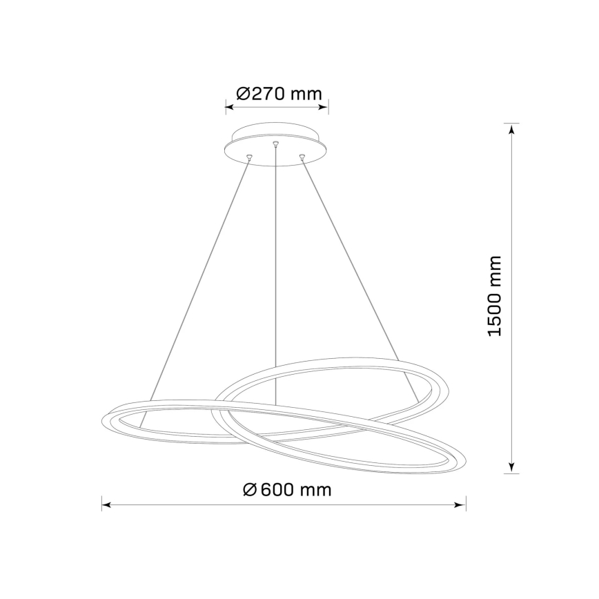 Світлодіодна підвісна люстра TANGO LED/44W/230V 4000K діаметр 60 см чорний