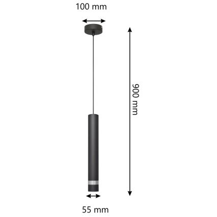 Світлодіодна підвісна люстра TUBA 1xGU10/4,8W/230V чорний/глянцевий хром