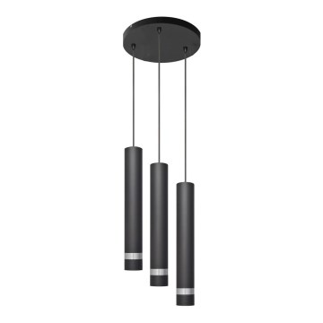 Світлодіодна підвісна люстра TUBA 3xGU10/4,8W/230V чорний/глянцевий хром