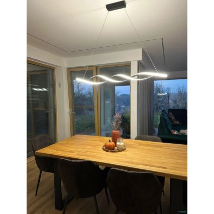 Світлодіодна підвісна люстра TWIST LED/37W/230V 4000K 120 см чорний