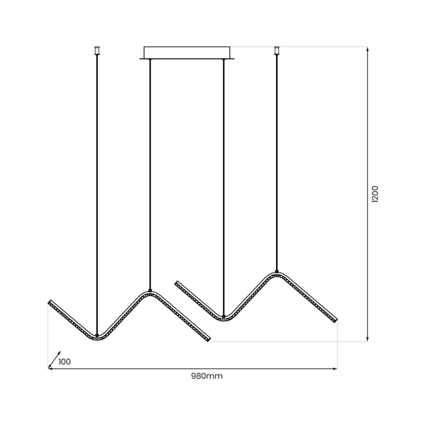 Світлодіодна підвісна люстра VERTE 2xLED/11W/230V чорний