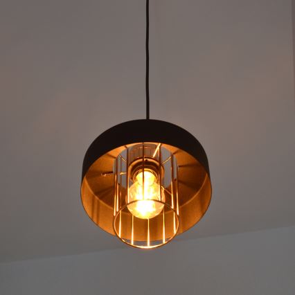 Світлодіодна підвісна люстра VOLTA 2xE27/15W/230V чорний/золотий