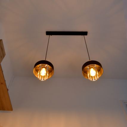 Світлодіодна підвісна люстра VOLTA 2xE27/15W/230V чорний/золотий