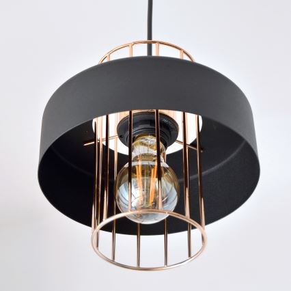 Світлодіодна підвісна люстра VOLTA 2xE27/15W/230V чорний/золотий