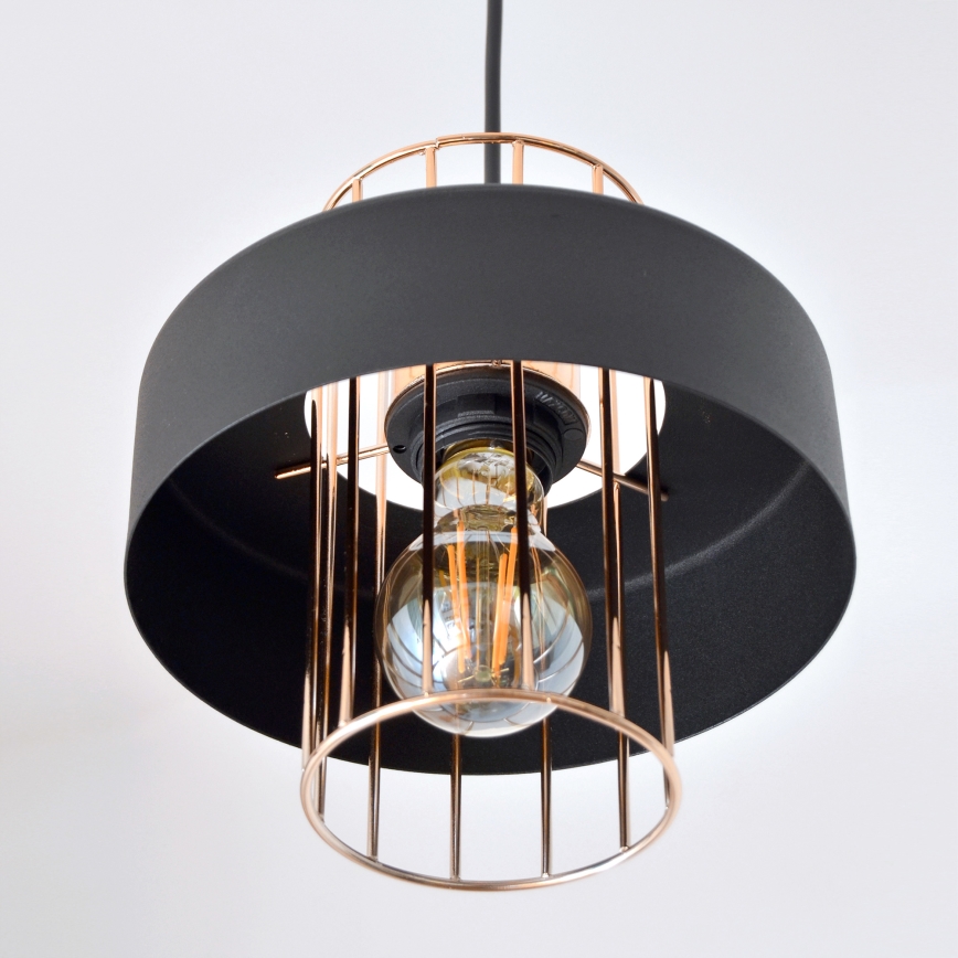 Світлодіодна підвісна люстра VOLTA 2xE27/15W/230V чорний/золотий