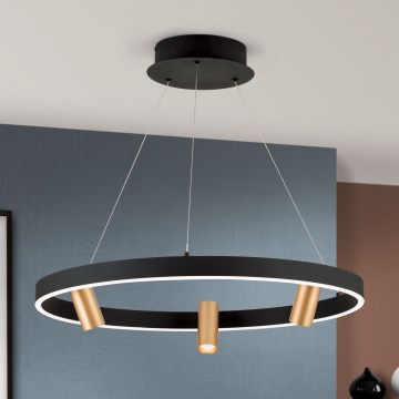 Світлодіодна підвісна люстра з регулюванням яскравості BERLIN LED/50W/230V чорний/золотий