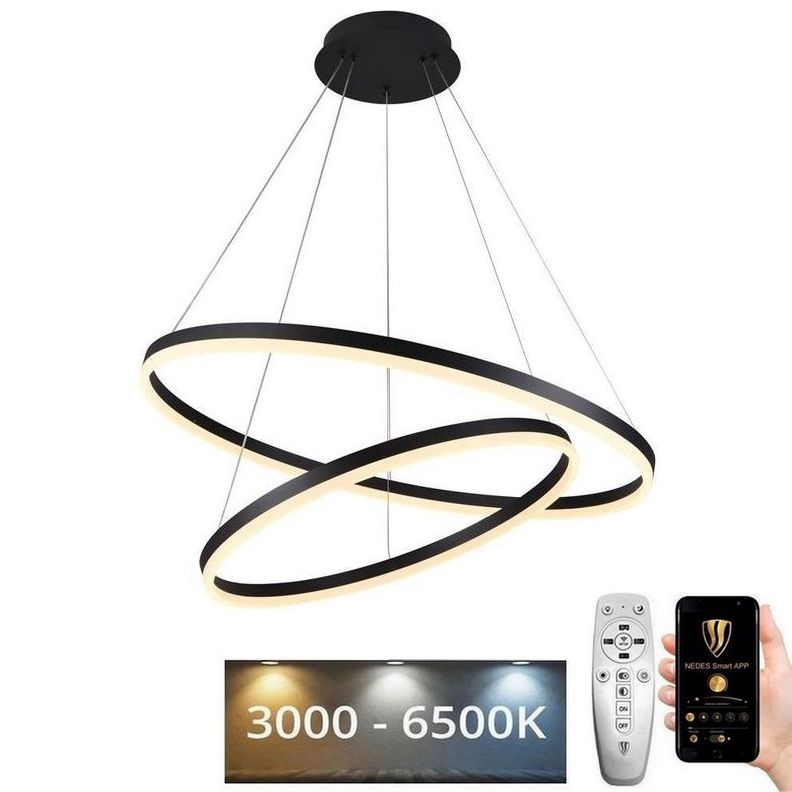 Світлодіодна підвісна люстра з регулюванням яскравості LED/100W/230V 3000-6500K діаметр 80 см + пульт дистанційного керування