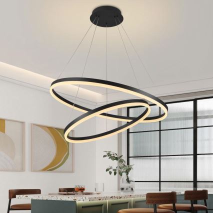 Світлодіодна підвісна люстра з регулюванням яскравості LED/100W/230V 3000-6500K діаметр 80 см + пульт дистанційного керування