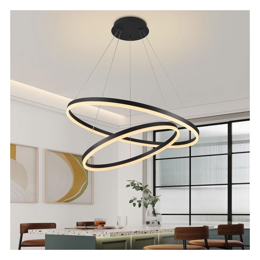 Світлодіодна підвісна люстра з регулюванням яскравості LED/100W/230V 3000-6500K діаметр 80 см + пульт дистанційного керування