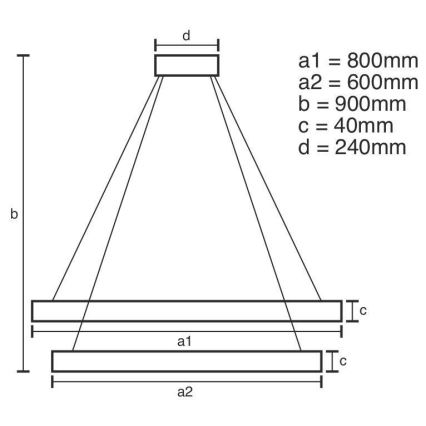 Світлодіодна підвісна люстра з регулюванням яскравості LED/100W/230V 3000-6500K діаметр 80 см + пульт дистанційного керування