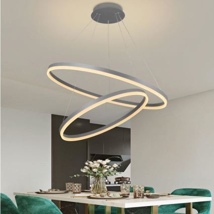 Світлодіодна підвісна люстра з регулюванням яскравості LED/100W/230V 3000-6500K діаметр 80 см + пульт дистанційного керування