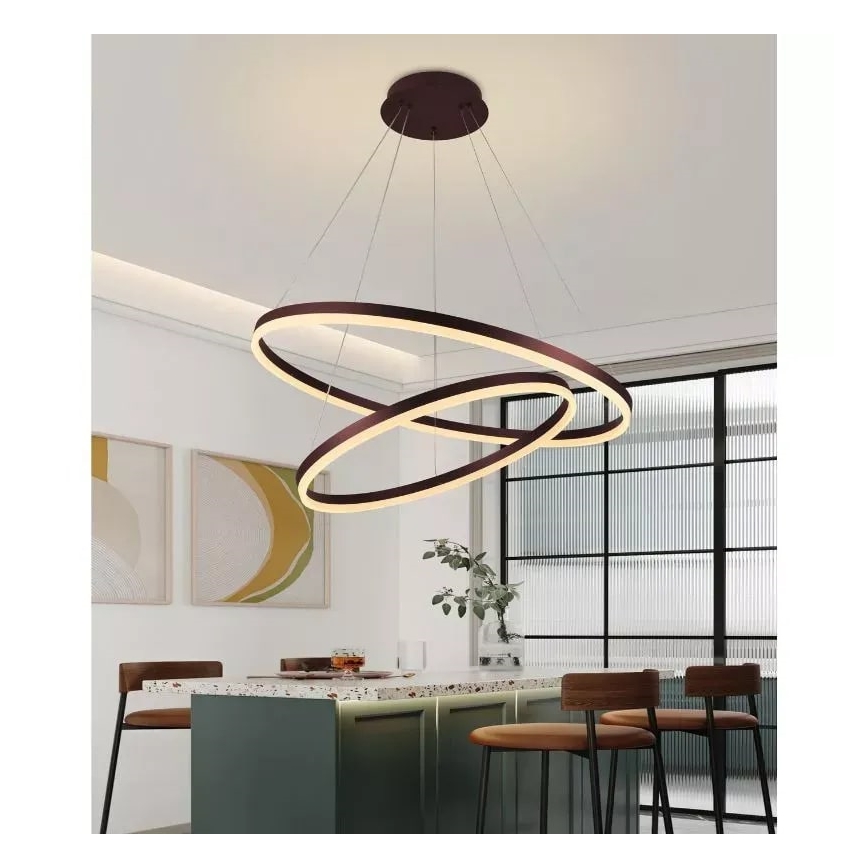 Світлодіодна підвісна люстра з регулюванням яскравості LED/100W/230V 3000-6500K діаметр 80 см + пульт дистанційного керування