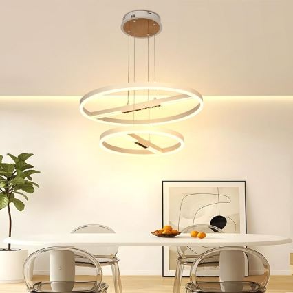 Світлодіодна підвісна люстра з регулюванням яскравості LED/100W/230V 3000-6500K діаметр 60 см + пульт дистанційного керування