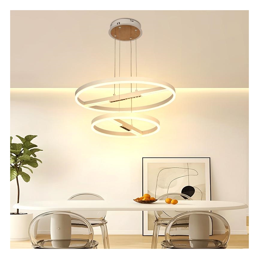 Світлодіодна підвісна люстра з регулюванням яскравості LED/100W/230V 3000-6500K діаметр 60 см + пульт дистанційного керування