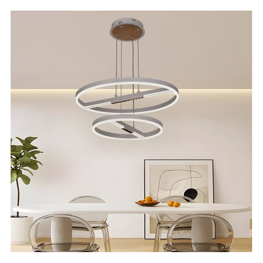 Світлодіодна підвісна люстра з регулюванням яскравості LED/100W/230V 3000-6500K діаметр 60 см + пульт дистанційного керування