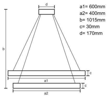 Світлодіодна підвісна люстра з регулюванням яскравості LED/100W/230V 3000-6500K діаметр 60 см + пульт дистанційного керування