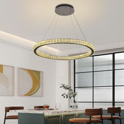 LED з регулюванням яскравості кришталева люстра підвісна LED/100W/230V 3000-6500K срібний + пульт дистанційного керування