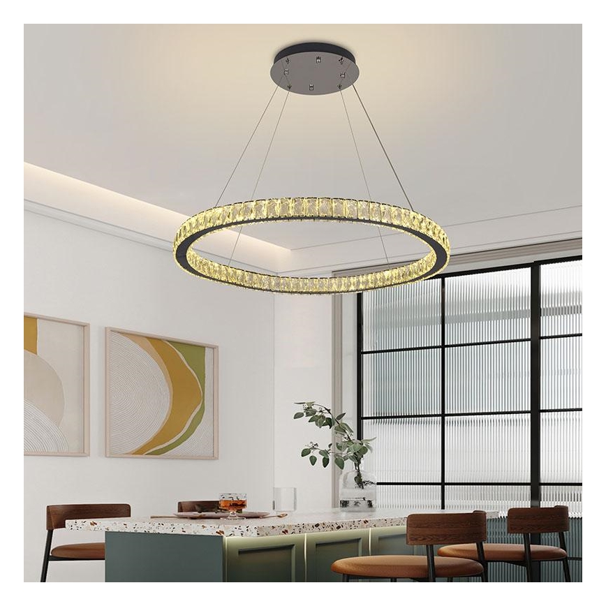 LED з регулюванням яскравості кришталева люстра підвісна LED/100W/230V 3000-6500K срібний + пульт дистанційного керування