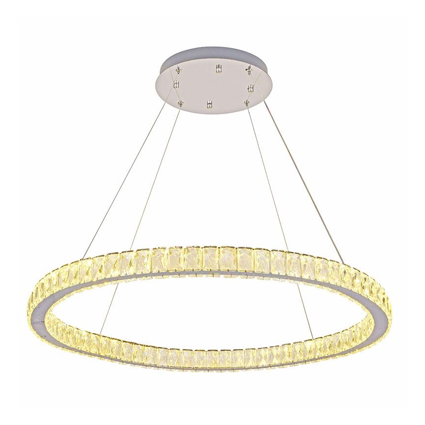 LED з регулюванням яскравості кришталева люстра підвісна LED/100W/230V 3000-6500K срібний + пульт дистанційного керування