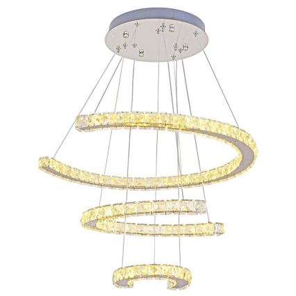 LED з регулюванням яскравості кришталева люстра підвісна LED/100W/230V 3000-6500K срібний + пульт дистанційного керування