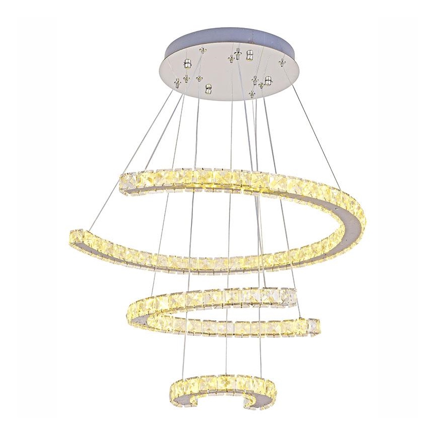 LED з регулюванням яскравості кришталева люстра підвісна LED/100W/230V 3000-6500K срібний + пульт дистанційного керування