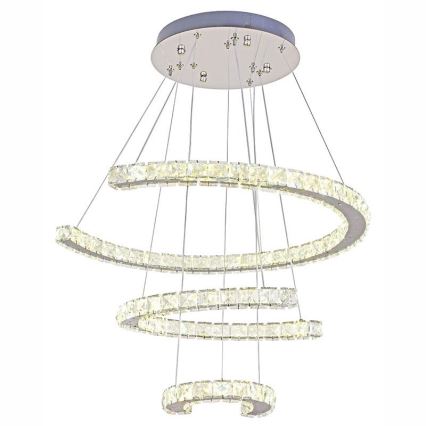 LED з регулюванням яскравості кришталева люстра підвісна LED/100W/230V 3000-6500K срібний + пульт дистанційного керування
