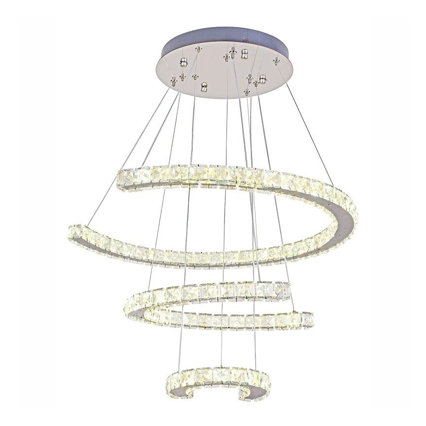 LED з регулюванням яскравості кришталева люстра підвісна LED/100W/230V 3000-6500K срібний + пульт дистанційного керування