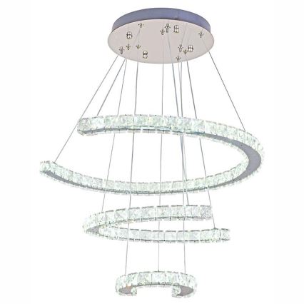 LED з регулюванням яскравості кришталева люстра підвісна LED/100W/230V 3000-6500K срібний + пульт дистанційного керування